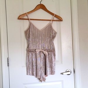 NWT Victoria Secret Gold Metallic Pleated Romper Sz XS